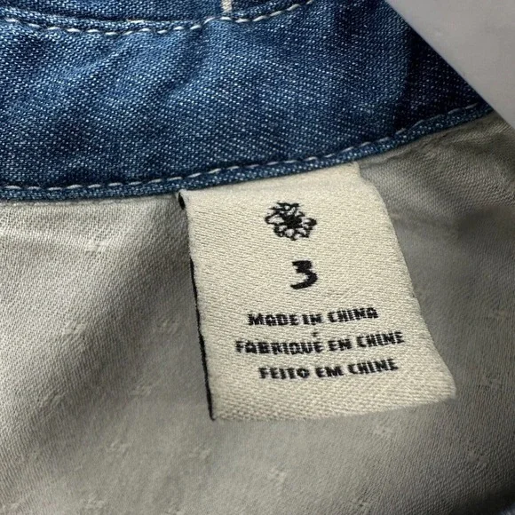 Maison Scotch Top Shirt Blouse Size 3‎ Large Blue Denim Long Sleeve Button Up - Picture 13 of 16